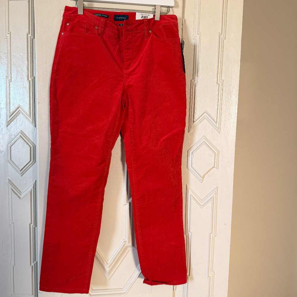Charter Club Red Velvet Straight Leg Pants, new with tags,  Size 10P